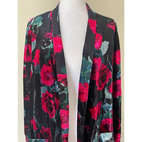 Torrid Velvet Duster Kimono 1X Long Line Cardigan Dark Romantic Whimsigoth Rose - Picture 3 of 15
